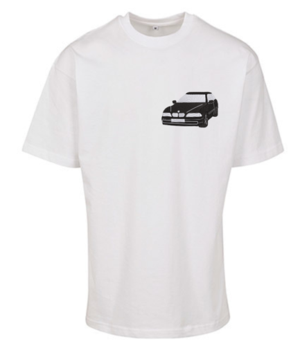 T-shirt oversize z haftem samochodu